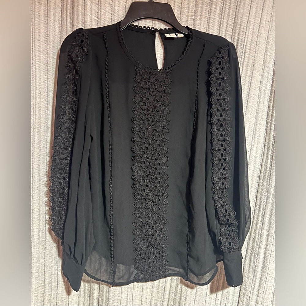 Joie Black Blouse with Lace Detail